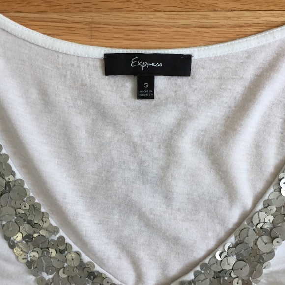 White Express Tee with Silver Sequins - Picture 3 of 4