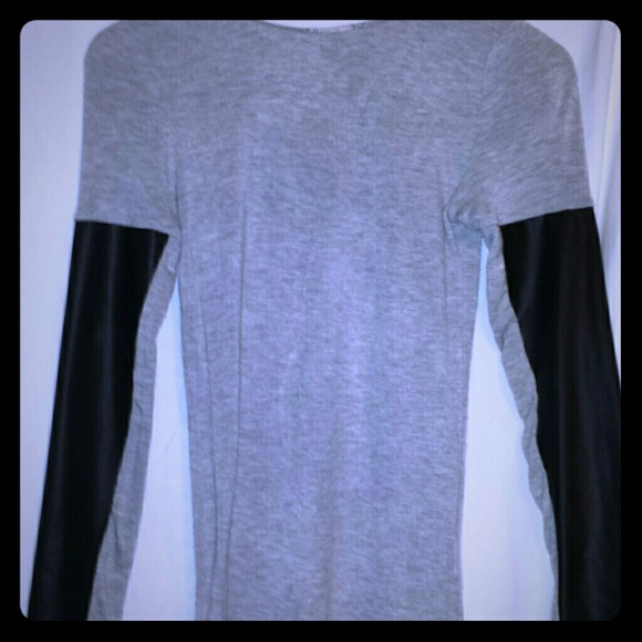 Faux leather long sleeve top