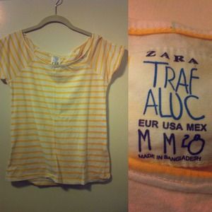Zara Trafulac Yellow Striped Top