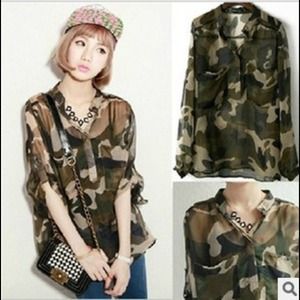 Army Camouflage Sheer Shirt