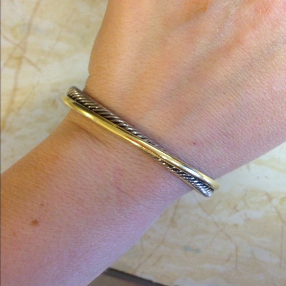 David Yurman Silver and Gold crossover bangle - Picture 2 of 4
