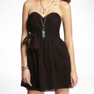 Express Strapless Eyelet Dress *Pitch Black*