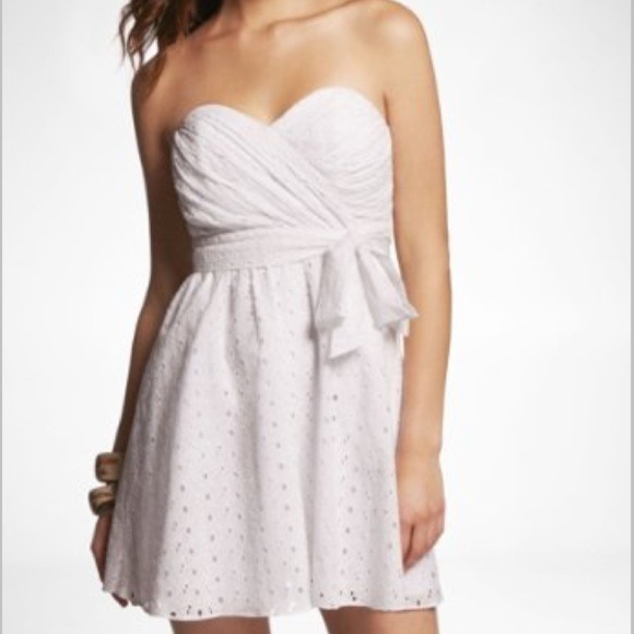 Express Strapless Eyelet Dress *True White*