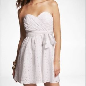Express Strapless Eyelet Dress *True White*