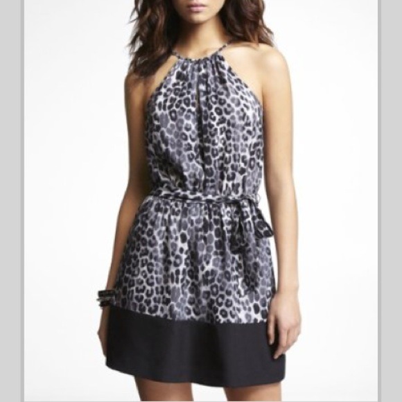 Express Keyhole Halter Dress *Black Leopard*