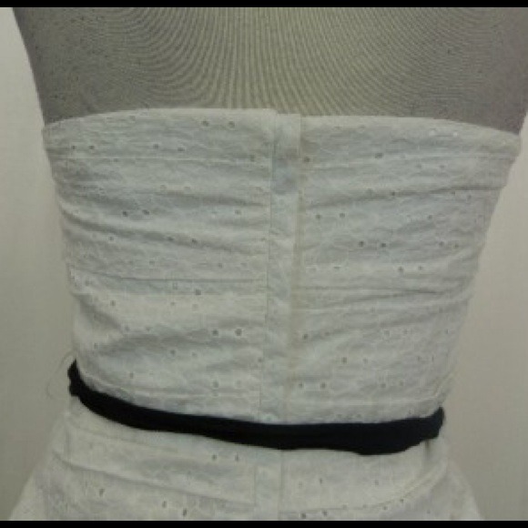 Express Ruched Strapless Eyelet Dress - Picture 2 of 2