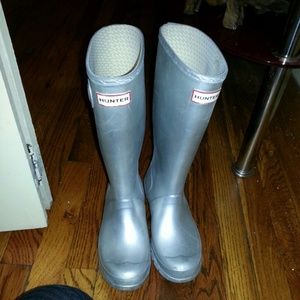 Metallic hunter rain boots