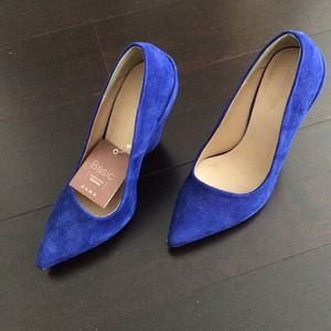 Zara blue suede wedge heel