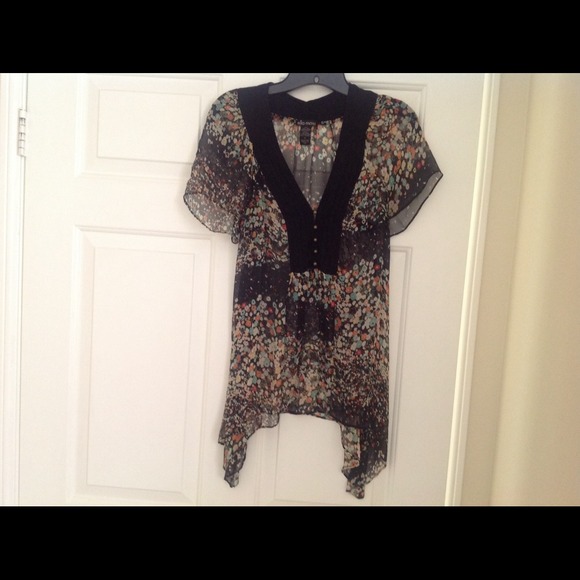 SOLD Ella Moss top blouse tunic Small silk blend - Picture 1 of 4