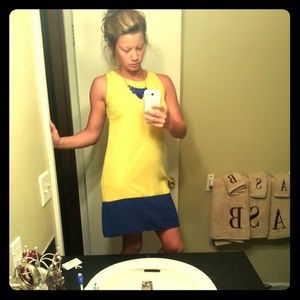 Neon yellow and royal blue dress