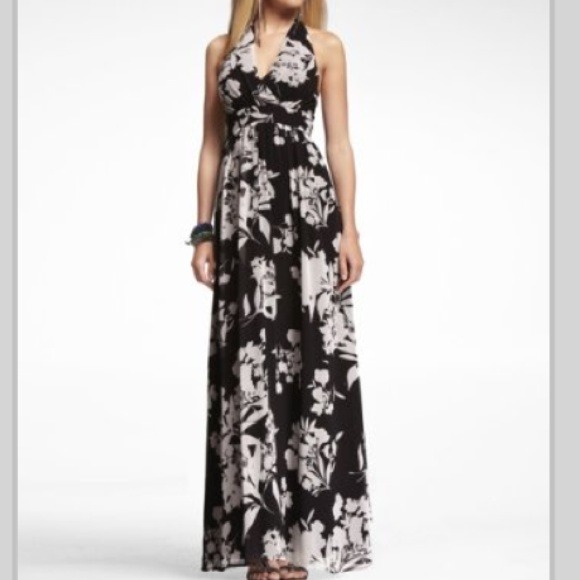 Express Dresses Chiffon Halter Maxi Dress Pitch Black Poshmark