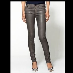 AG Adriano Goldschmied gray leatherette leggings