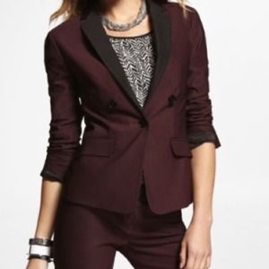 Twill Notched Contrasting Lapel Jacket *Maroon*