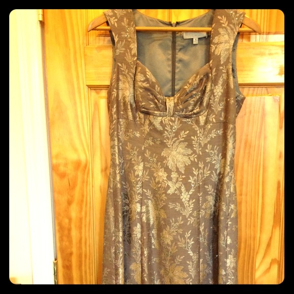 Badgley Mischka silver brocade dress