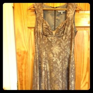 Badgley Mischka silver brocade dress