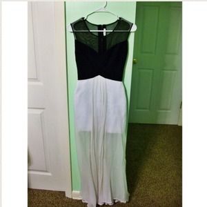 BCBG black and white prom maxi dress