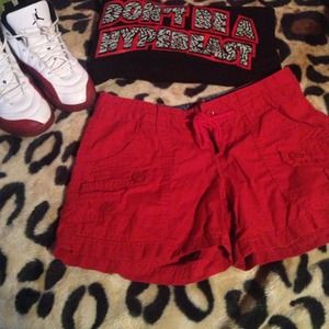 Red khaki shorts