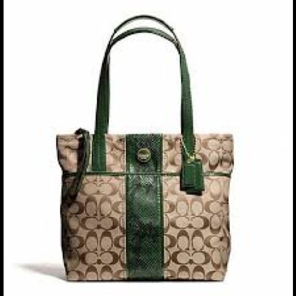 SOLD/NWT Coach Green Python Bag