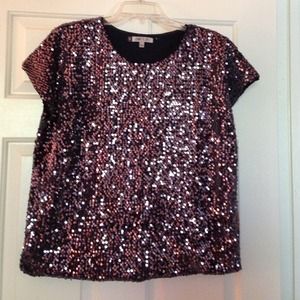 Lady's dark bluish-purple sequined top.