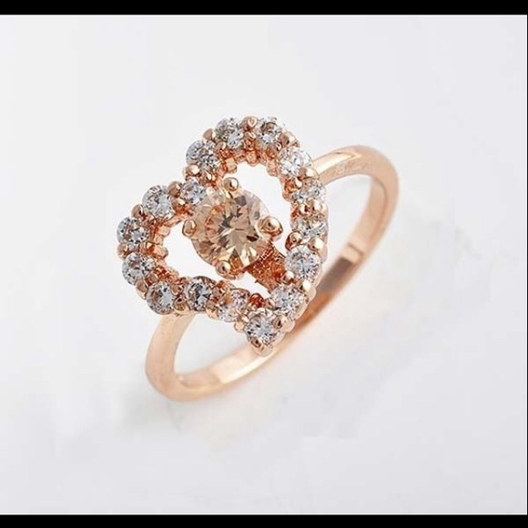 BUY 2 GET 3 FREE! Champagne CZ ring - Picture 2 of 2