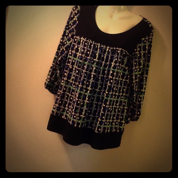 Black,white and blue top.