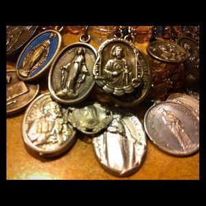 Wrap bracelet with relgious metals 32! Sterling !!