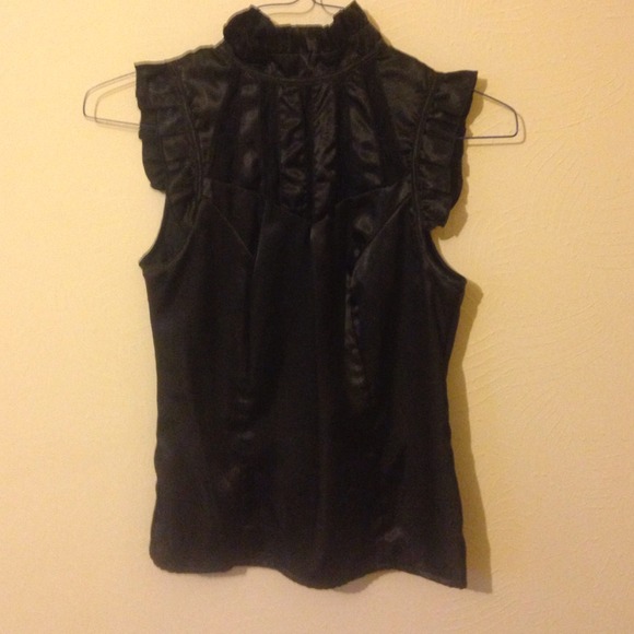 Silky, black sleeveless top.