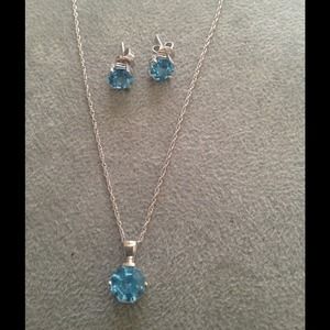 Aquamarine and Sterling Silver set