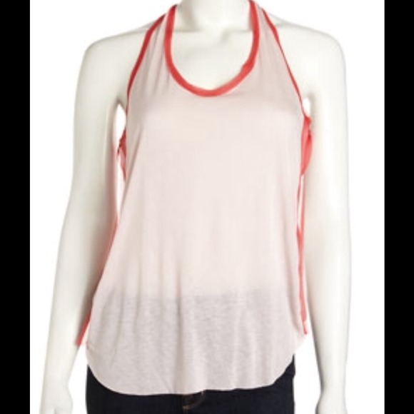 Fraiche by J Tops - Raw edge T-back blush tank top