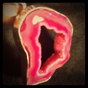 Beautiful Hot Pink Druzy Agate Pendant HP 5.09.14!