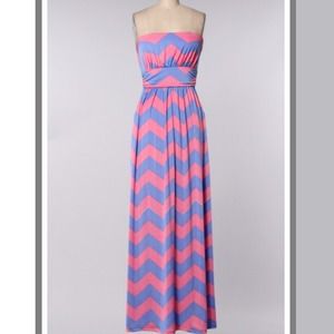 Blue & pink chevron maxi