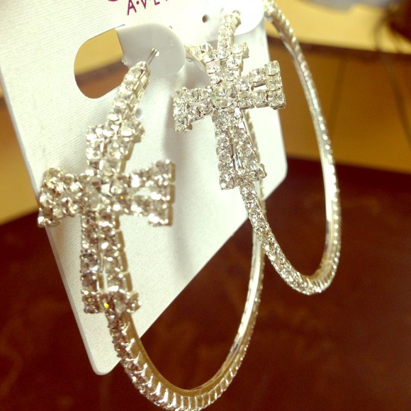 ON HOLD - Cross Hoop Earrings