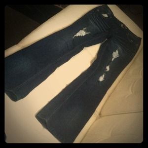 Almost famous distress blue jeans flare