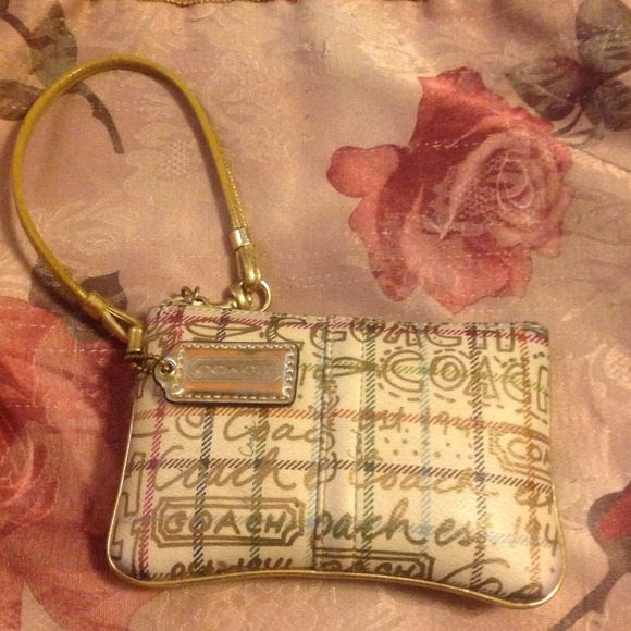 Coach Handbags - Coach Gold Graffiti Wristlet