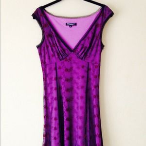 Betsey Johnson Black and Purple Lace Dress