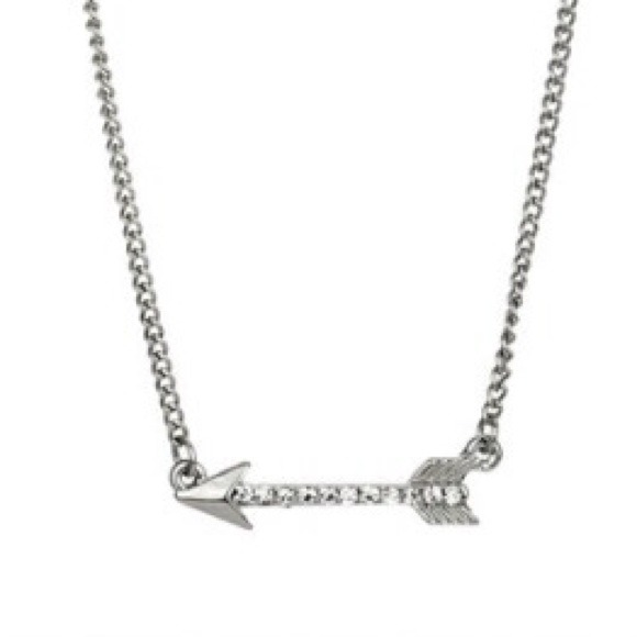Silver Tone Pave Arrow Necklace - Picture 2 of 4