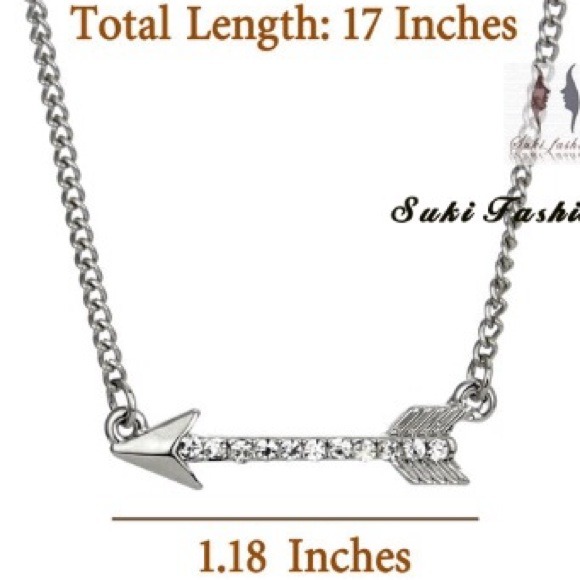 Silver Tone Pave Arrow Necklace - Picture 3 of 4