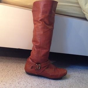 Tan leather boots