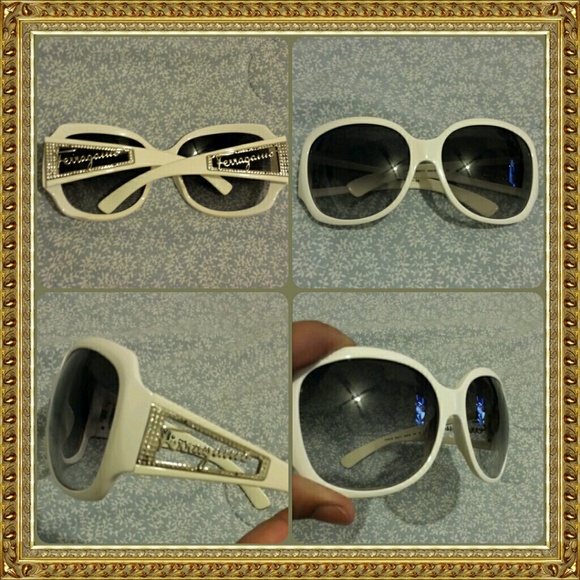 white sunglasses with rhinestones