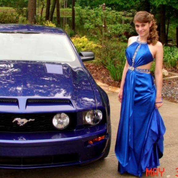 Royal Blue Satin Prom Dress