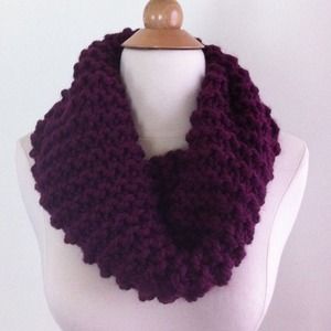 Plum Berry Infinity Scarf, New, Hand Knit