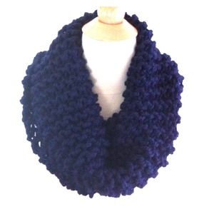 Midnight Navy Infinity Scarf, New & Hand Knit