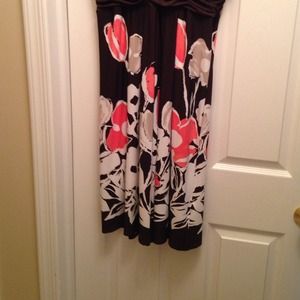 Chocolate brown dress with pretty colors on bottom