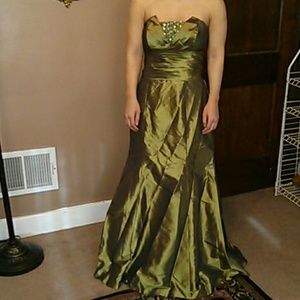 Olive Green ball gown, prom dress