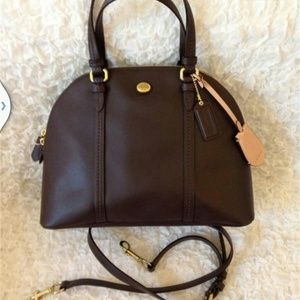 COACH F25671 LEATHER CORA DOMED SATCHEL -MAHOGANY