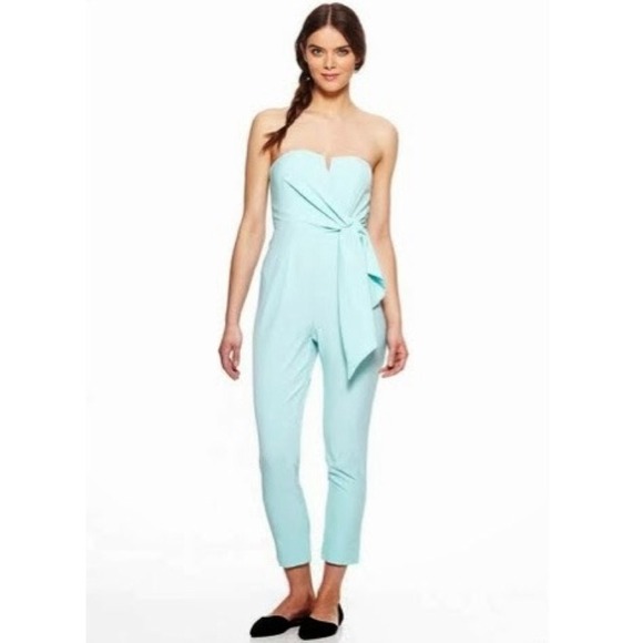 Crystal mint strapless jumpsuit