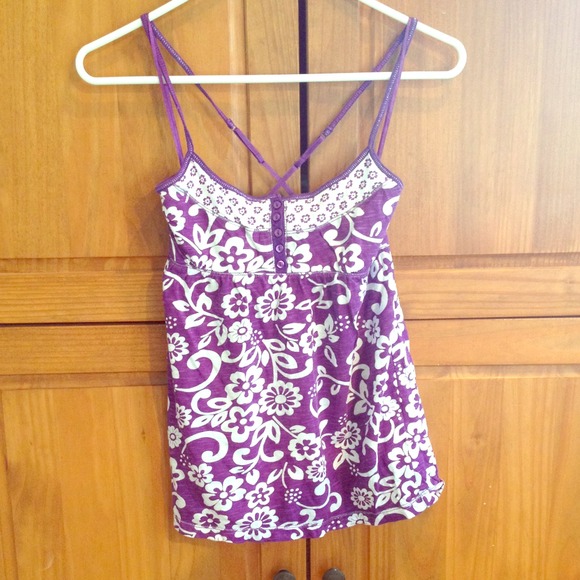 Purple with white flowers spaghetti strap shirt