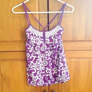 Purple with white flowers spaghetti strap shirt