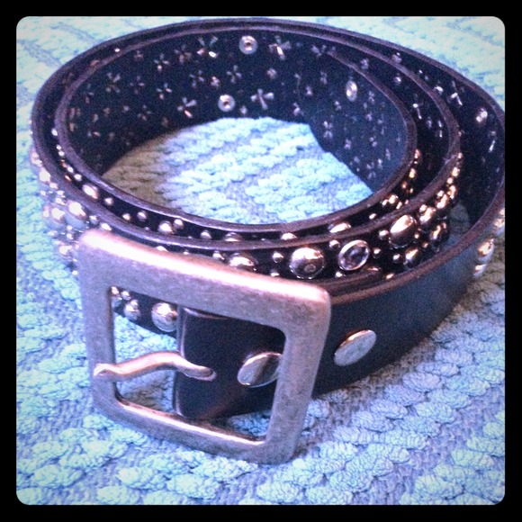 Black leather studded belt