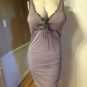 SEXY fitted clubbing ruched dress Sz Med
